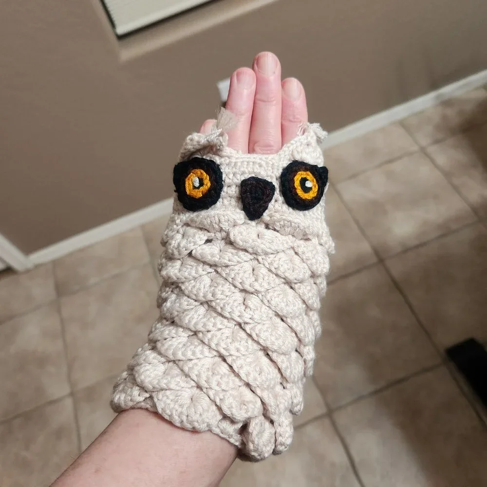 NEW Fingerless Owl Mittens Cute Crochet Knit Kawaii Bird Gloves